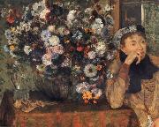 A Woman with Chrysanthemums Germain Hilaire Edgard Degas